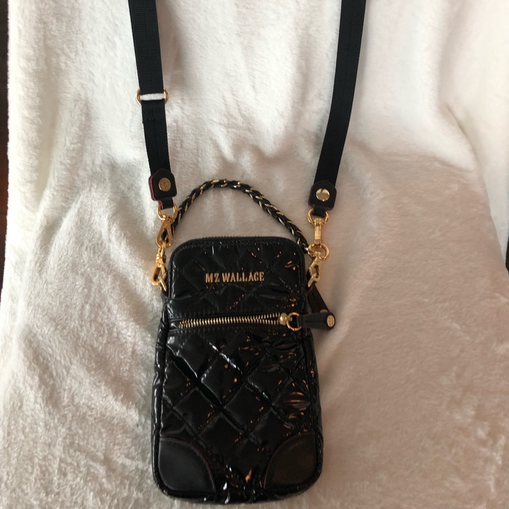 MZ Wallace Micro Crosby black lacquer crossbody
